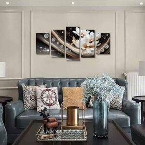 5 pc canvas wall art *new* abstract orchid home decor